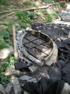 perforated PVC pipe - pump discharge under lava rock